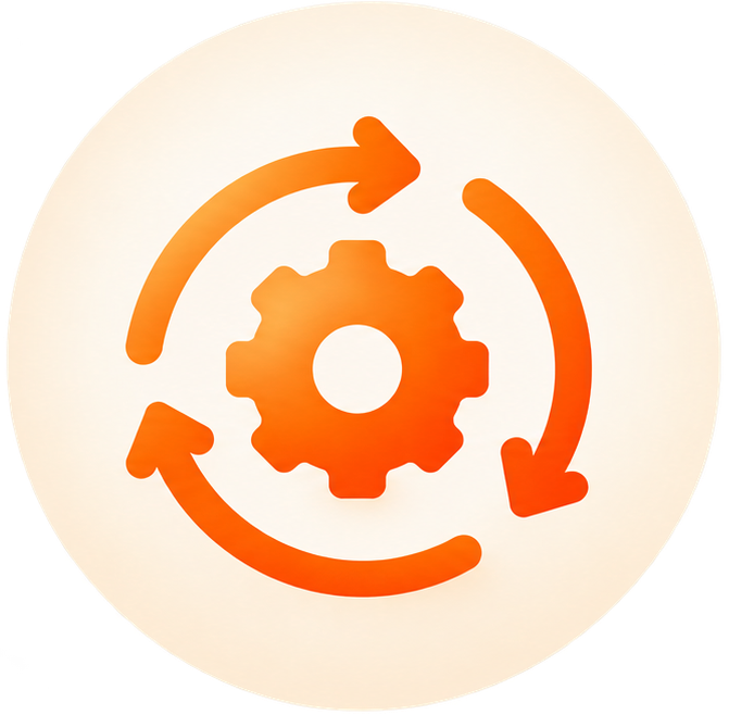Intelligent automation gear and workflow illustration